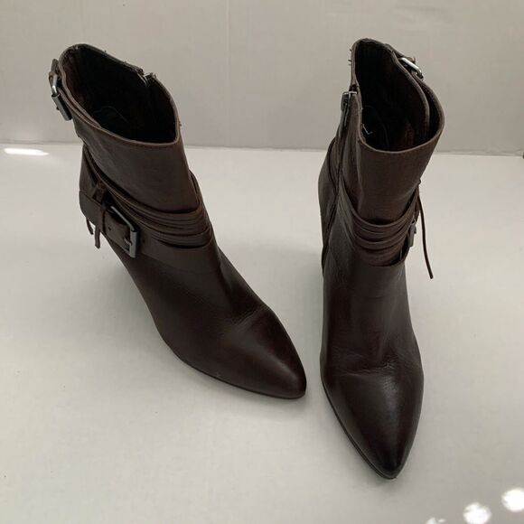 Vince Camuto Rhiannon Buckle Ankle Boot Dark Brown - Picture 3 of 11